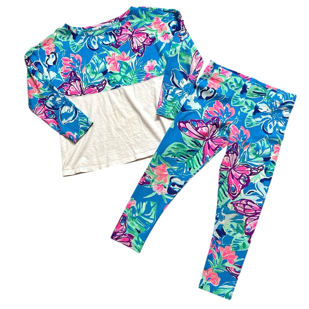 Lilly Pulitzer Girls outfit Finn T & Leggings set size Small 4-5